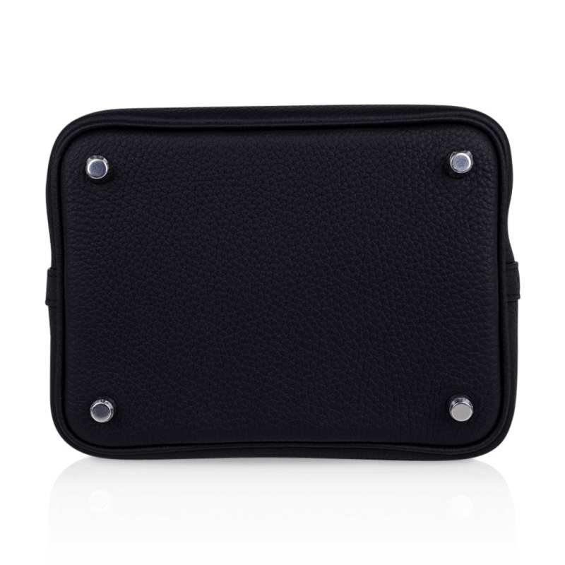 Picotin Lock 18 Bag Black Clemence Tote Palladium New