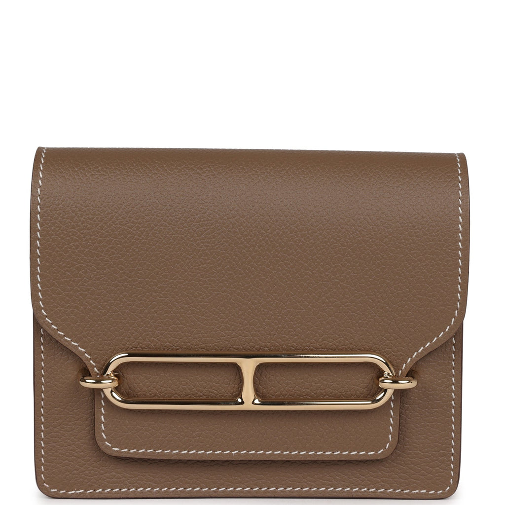 Roulis Slim Wallet Etoupe Evercolor Gold Hardware