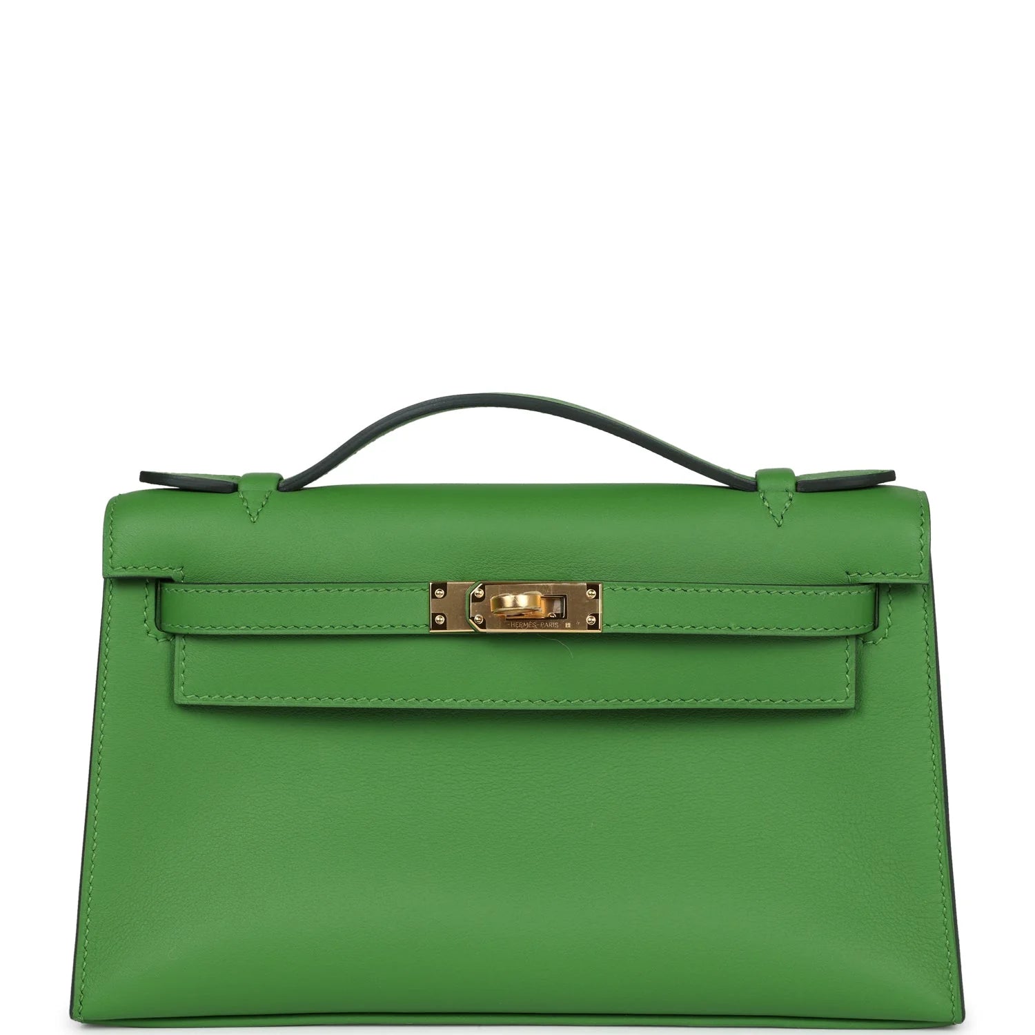 Kelly Pochette Vert Yucca Swift Gold Hardware