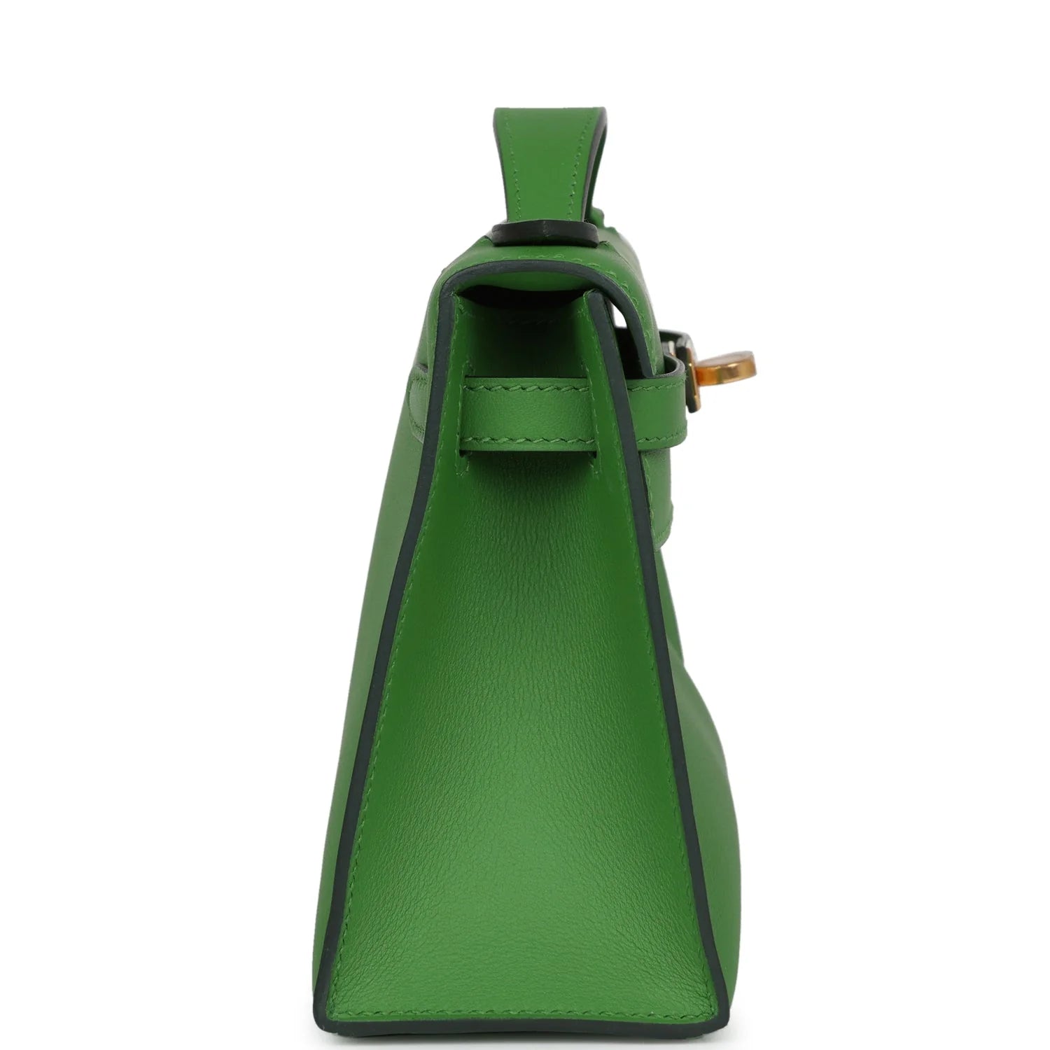 Kelly Pochette Vert Yucca Swift Gold Hardware