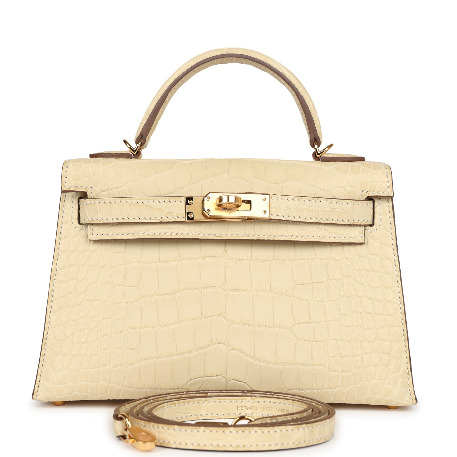 Kelly Sellier 20 Vanille Matte Alligator Gold Hardware