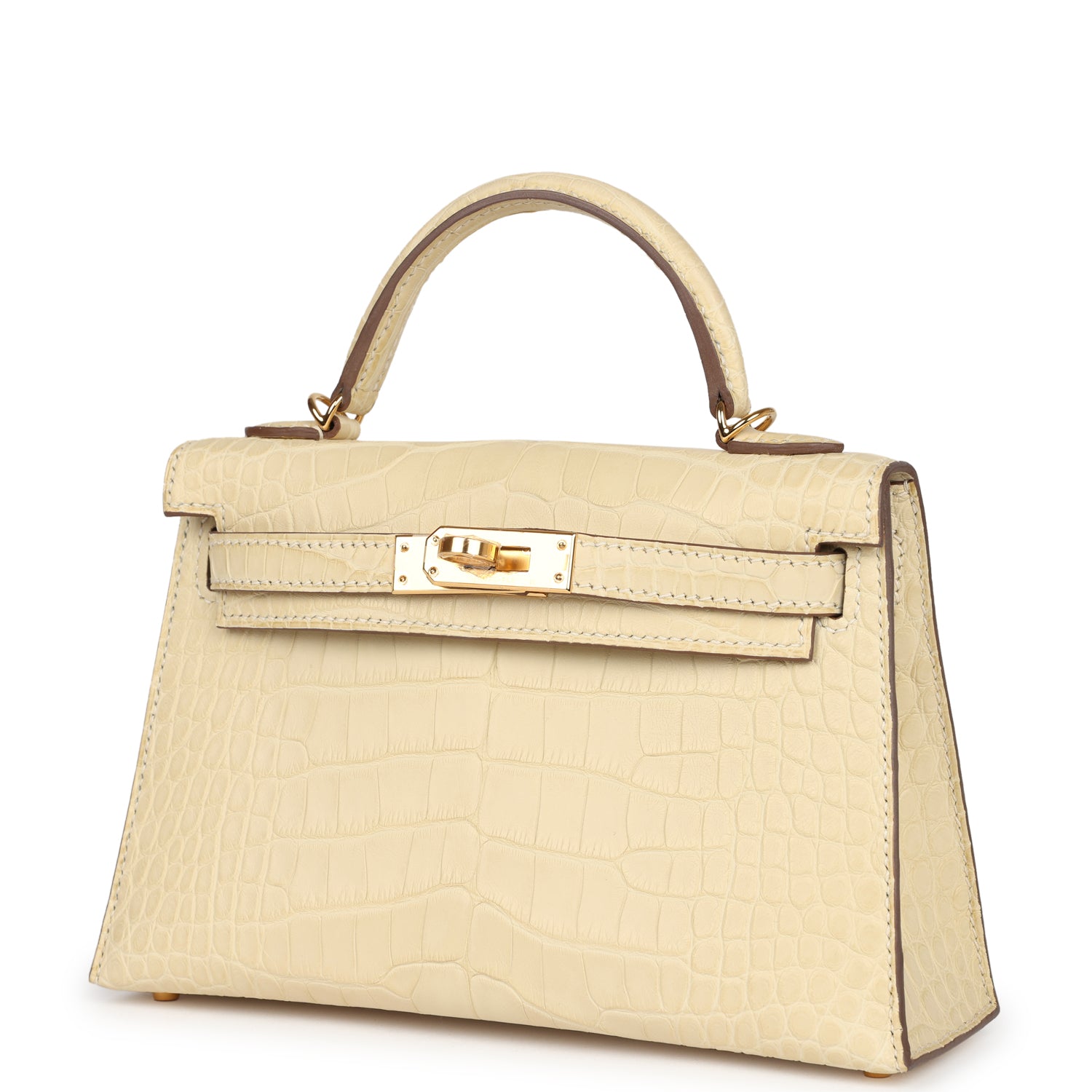 Kelly Sellier 20 Vanille Matte Alligator Gold Hardware