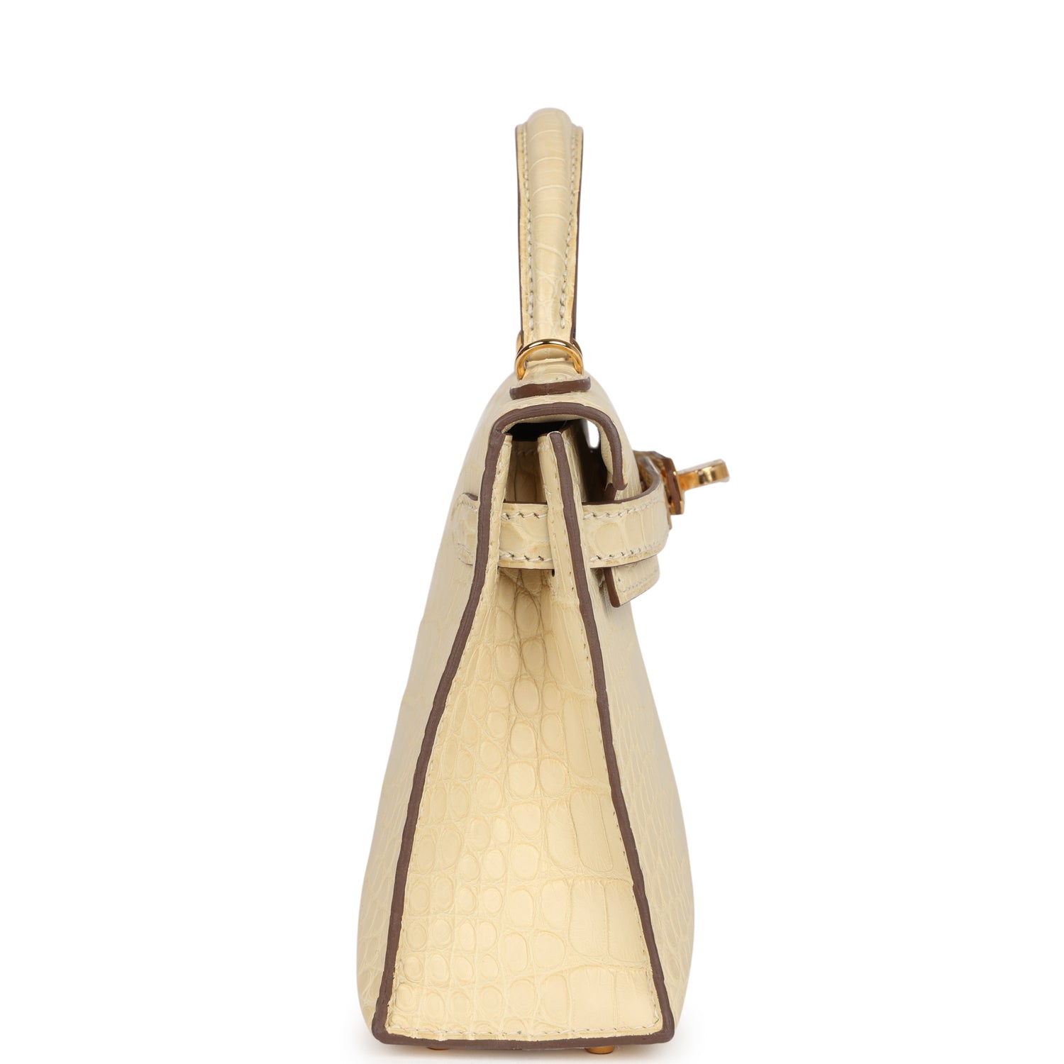 Kelly Sellier 20 Vanille Matte Alligator Gold Hardware