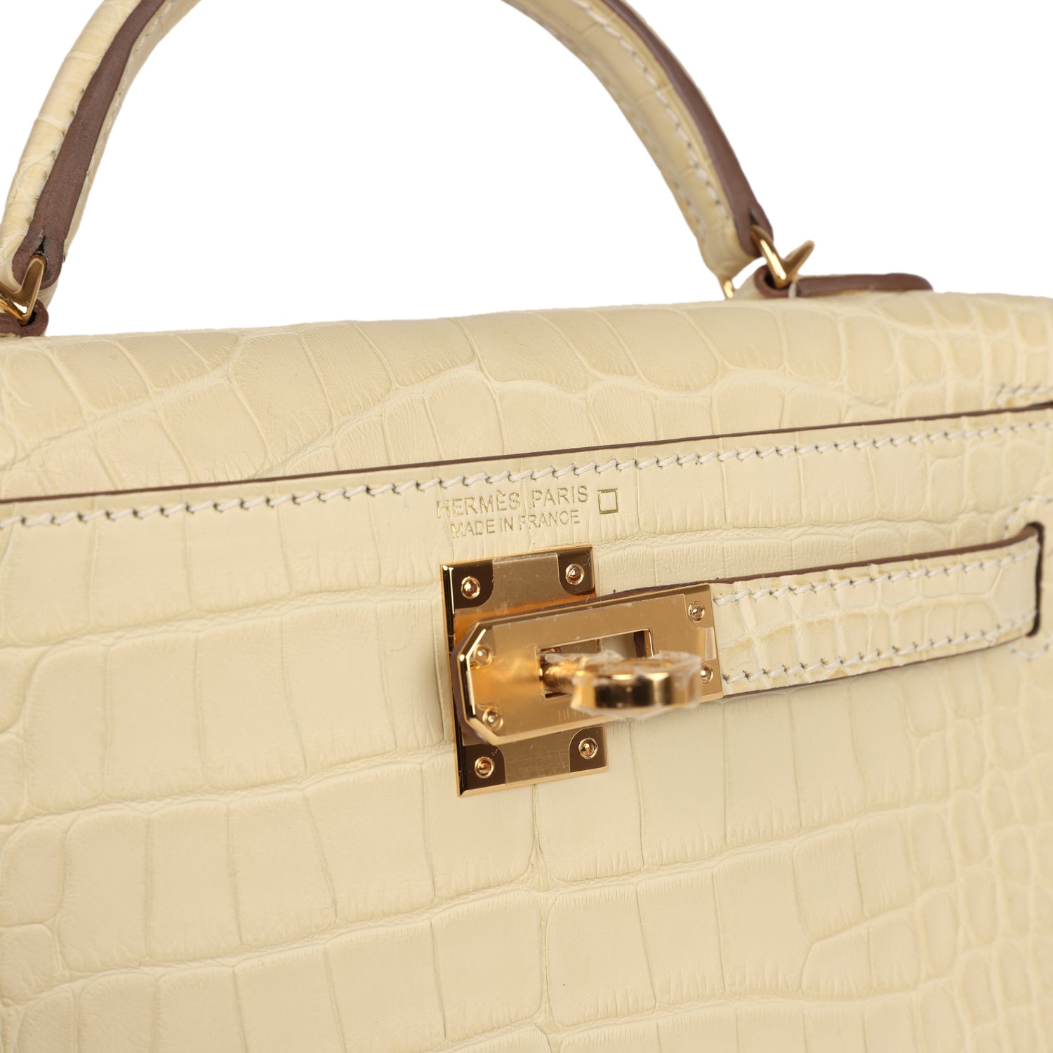 Kelly Sellier 20 Vanille Matte Alligator Gold Hardware
