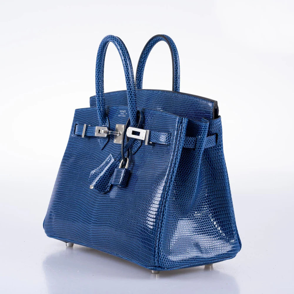 BIRKIN 25 BLUE SAPPHIRE NILOTICUS LIZARD PALLADIUM HARDWARE