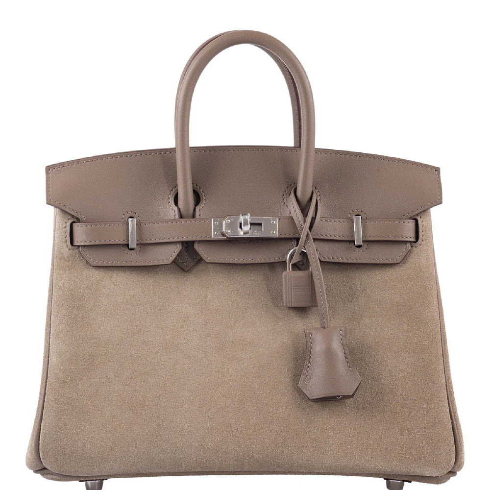 BIRKIN 25 GRIS CAILLOU & ETOUPE GRIZZLY AND SWIFT PALLADIUM HARDWARE