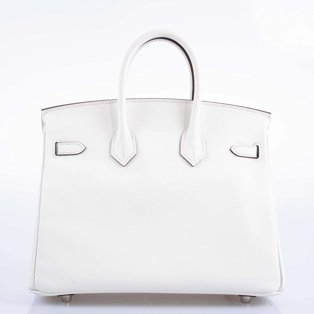BIRKIN 25 IN AND OUT BLANC SWIFT WITH PALLADIUM HARDWARE