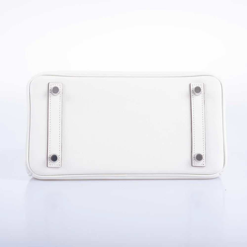 BIRKIN 25 IN AND OUT BLANC SWIFT WITH PALLADIUM HARDWARE