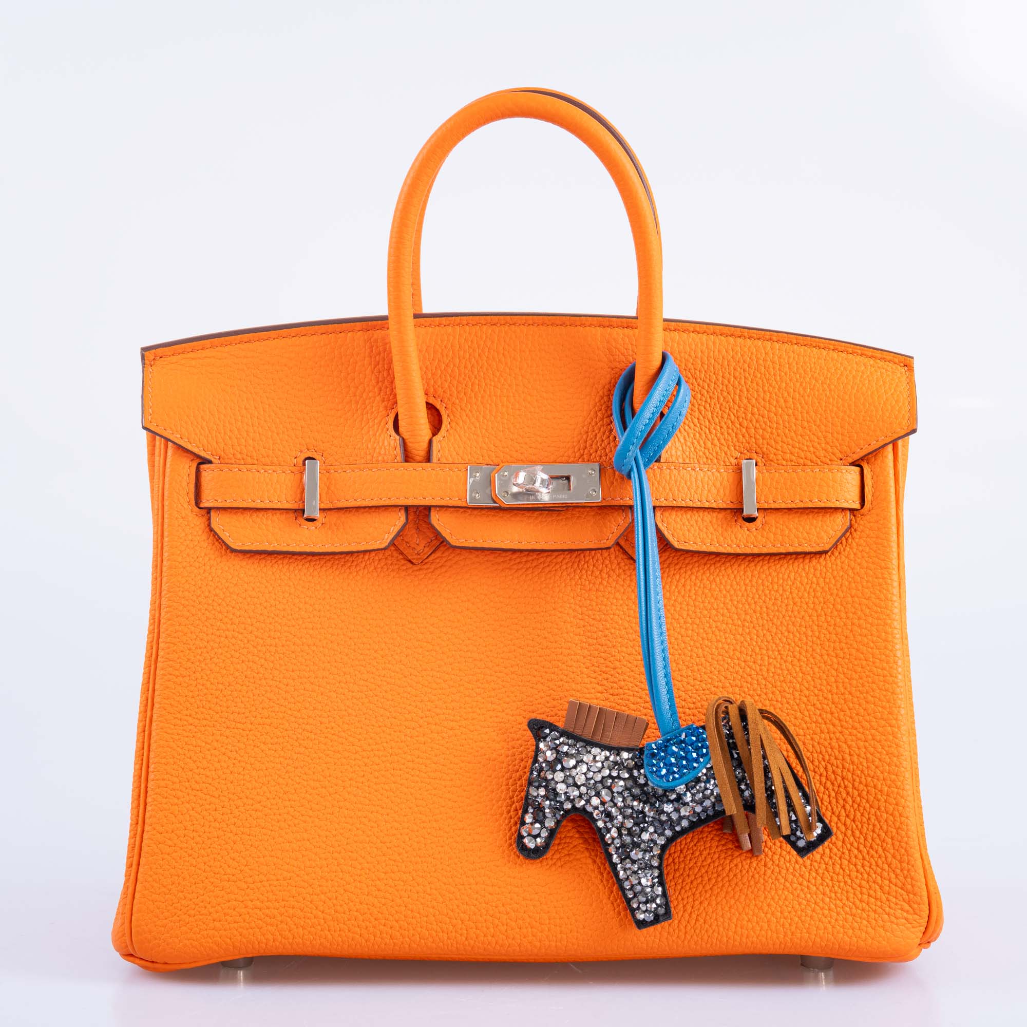 BIRKIN 25 ORANGE MINIUM TOGO PALLADIUM HARDWARE