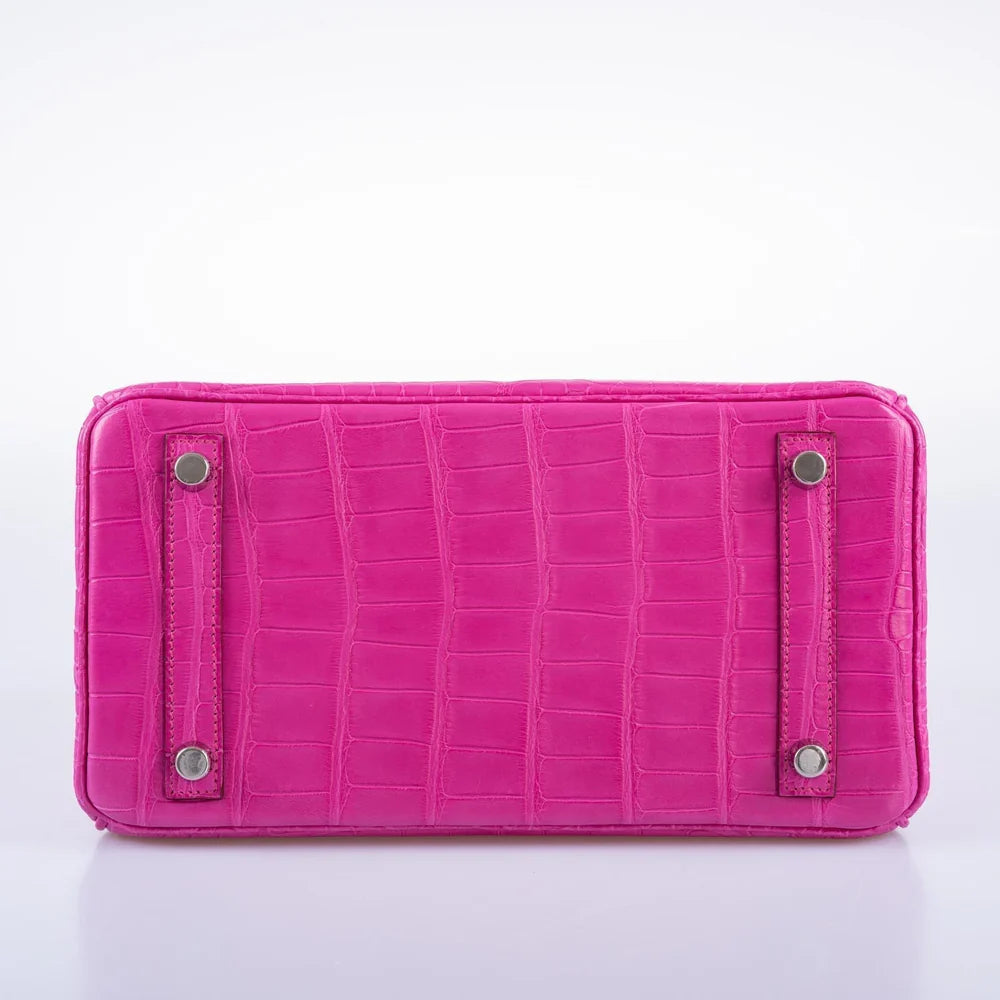 BIRKIN 25 ROSE SHOCKING MATTE ALLIGATOR PALLADIUM HARDWARE