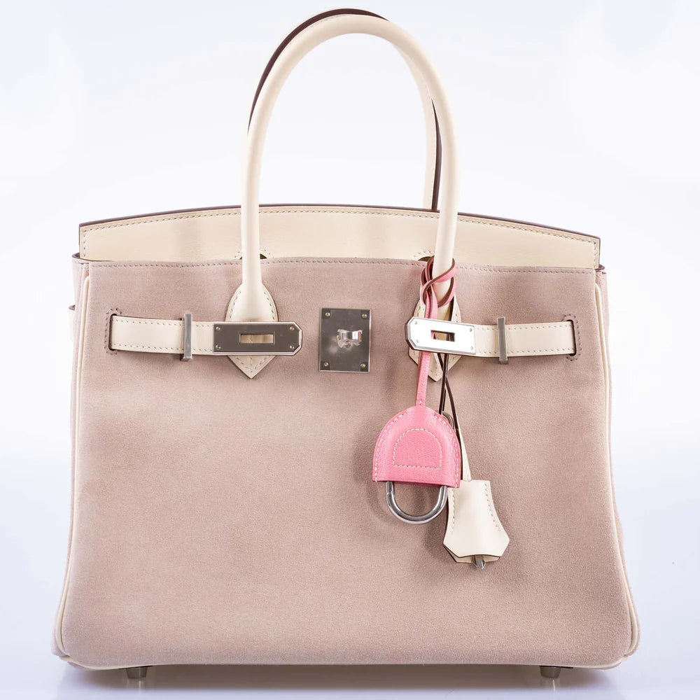 BIRKIN 30 GLYCINE GRIZZLY AND NATA SWIFT PALLADIUM HARDWARE