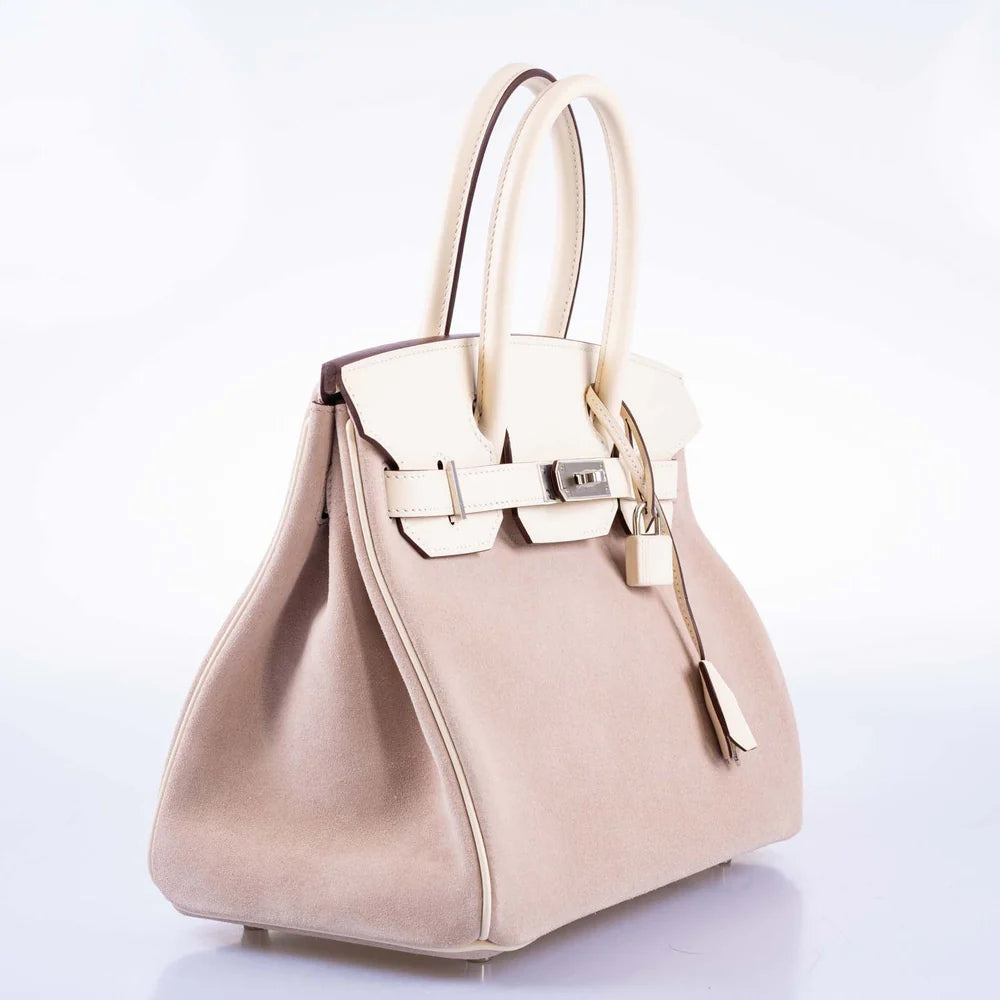 BIRKIN 30 GLYCINE GRIZZLY AND NATA SWIFT PALLADIUM HARDWARE