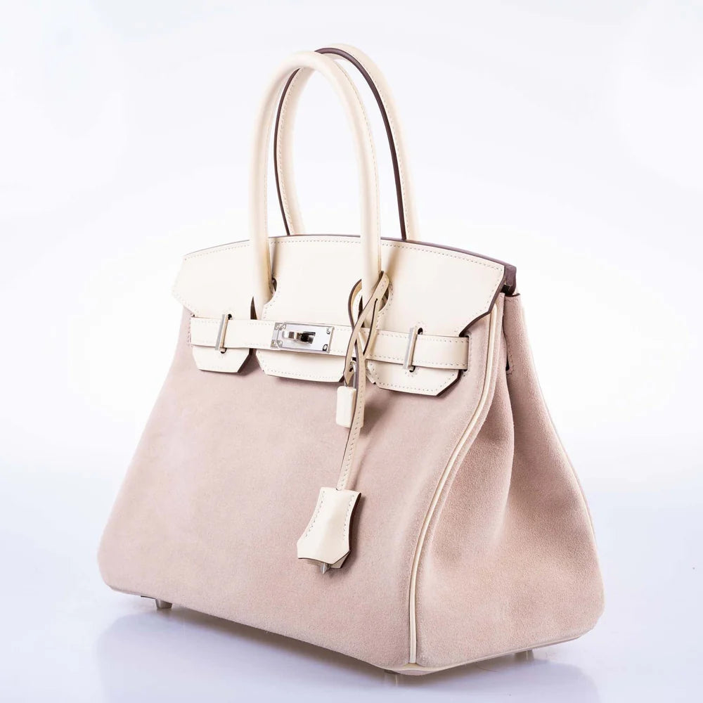 BIRKIN 30 GLYCINE GRIZZLY AND NATA SWIFT PALLADIUM HARDWARE