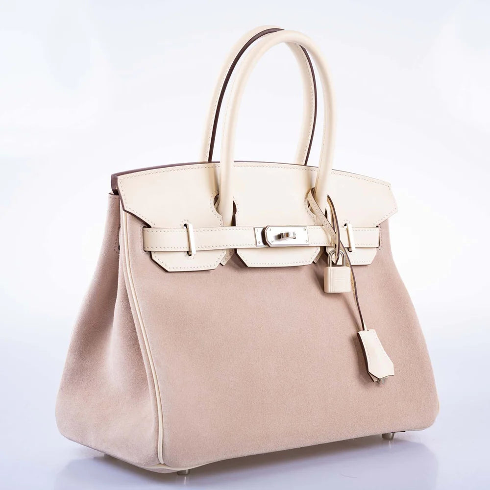 BIRKIN 30 GLYCINE GRIZZLY AND NATA SWIFT PALLADIUM HARDWARE