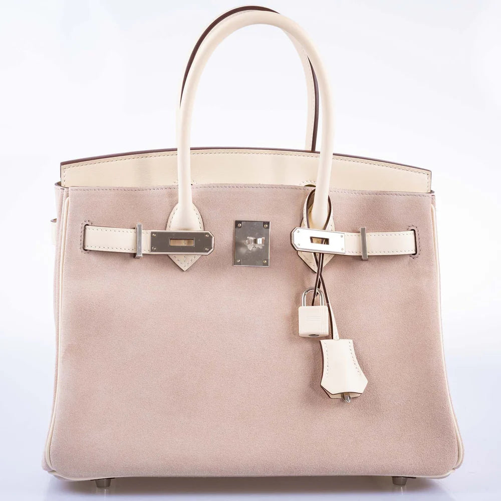 BIRKIN 30 GLYCINE GRIZZLY AND NATA SWIFT PALLADIUM HARDWARE