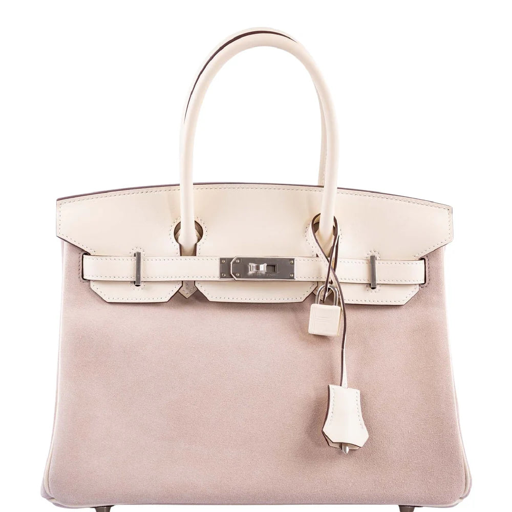 BIRKIN 30 GLYCINE GRIZZLY AND NATA SWIFT PALLADIUM HARDWARE