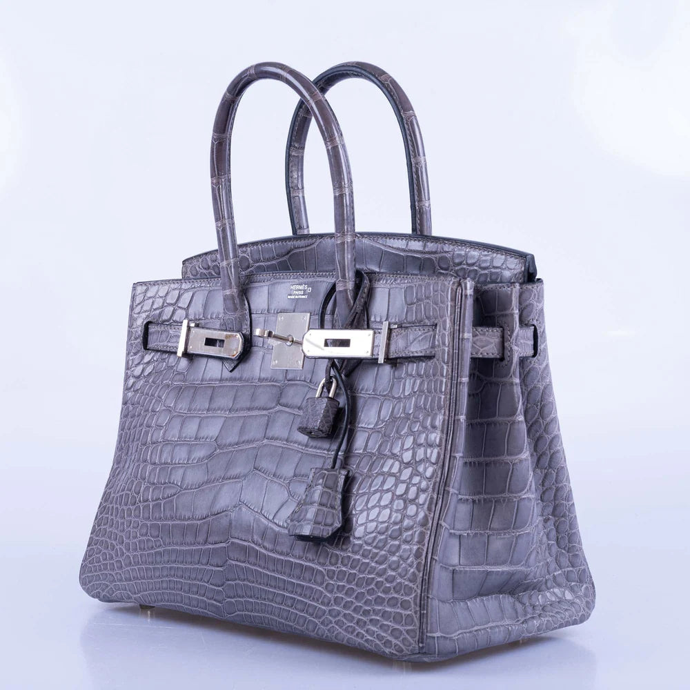 BIRKIN 30 GRIS PARIS MATTE ALLIGATOR WITH PALLADIUM HARDWARE