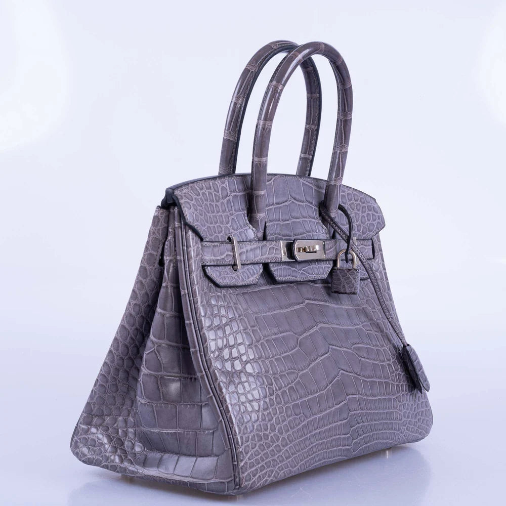 BIRKIN 30 GRIS PARIS MATTE ALLIGATOR WITH PALLADIUM HARDWARE