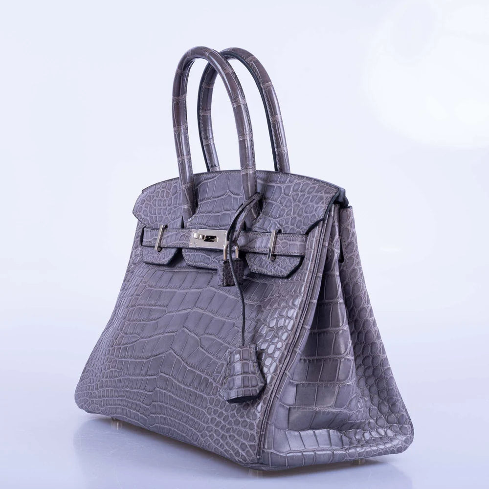 BIRKIN 30 GRIS PARIS MATTE ALLIGATOR WITH PALLADIUM HARDWARE