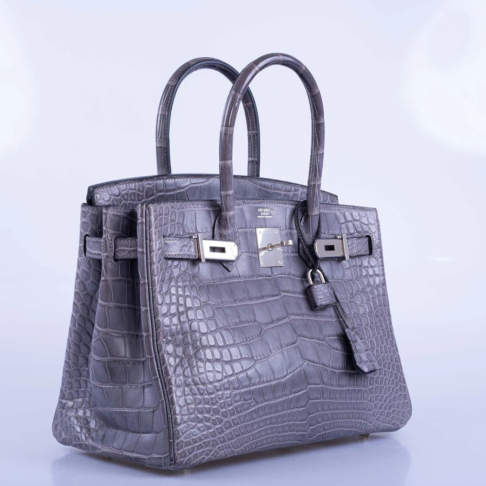 BIRKIN 30 GRIS PARIS MATTE ALLIGATOR WITH PALLADIUM HARDWARE