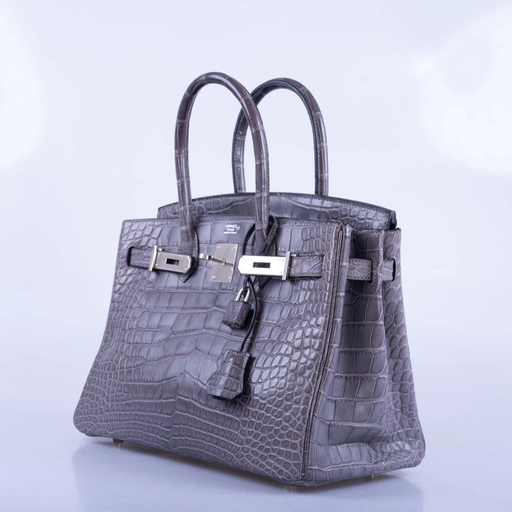 BIRKIN 30 GRIS PARIS MATTE ALLIGATOR WITH PALLADIUM HARDWARE
