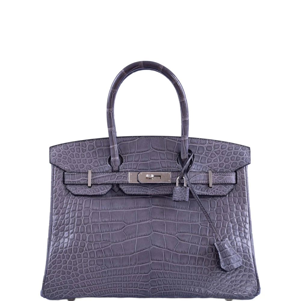 BIRKIN 30 GRIS PARIS MATTE ALLIGATOR WITH PALLADIUM HARDWARE
