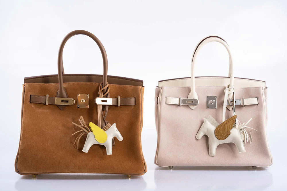 BIRKIN 30 GRIZZLY CHAMOIS VEAU DOBLIS SUEDE AND ALEZAN SWIFT WITH GOLD HARDWARE