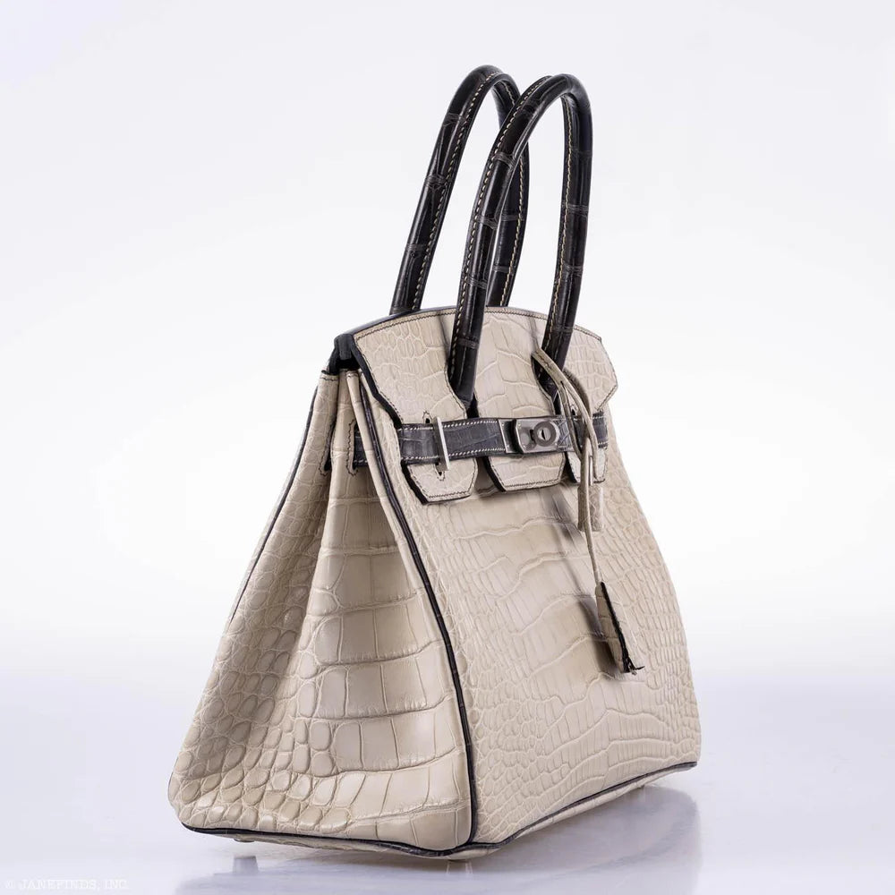 BIRKIN 30 HSS BETON & GRAPHITE MATTE ALLIGATOR BRUSHED PALLADIUM HARDWARE