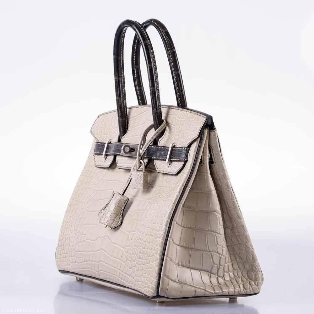 BIRKIN 30 HSS BETON & GRAPHITE MATTE ALLIGATOR BRUSHED PALLADIUM HARDWARE