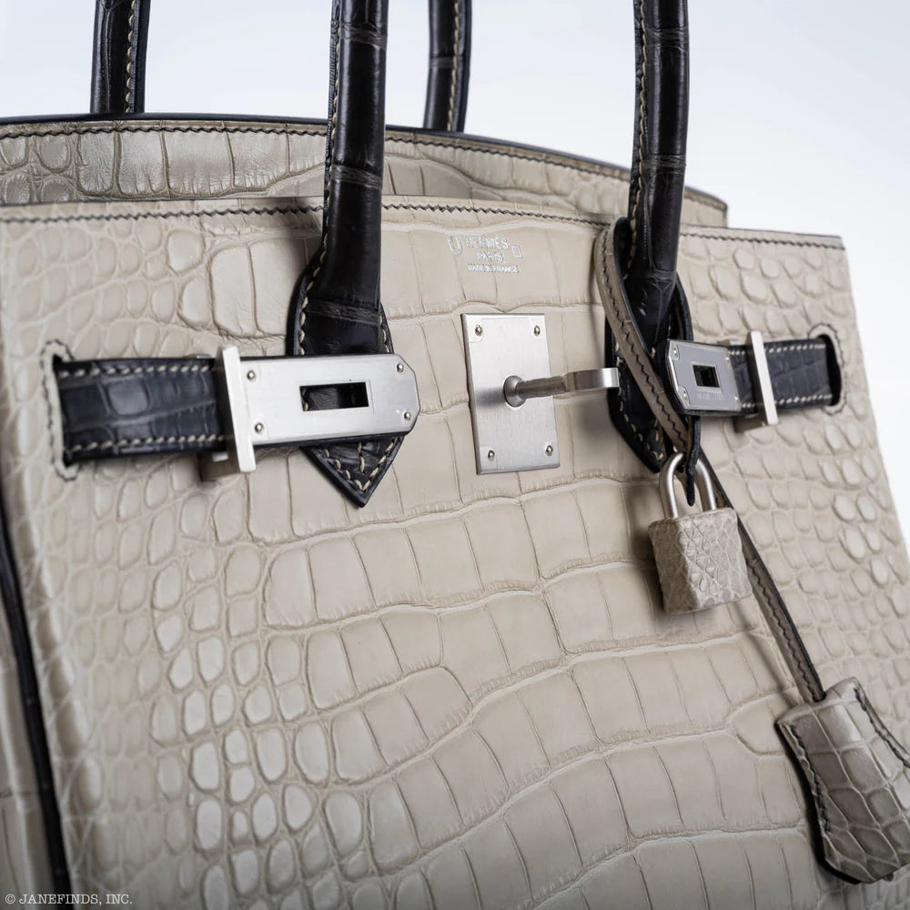 BIRKIN 30 HSS BETON & GRAPHITE MATTE ALLIGATOR BRUSHED PALLADIUM HARDWARE