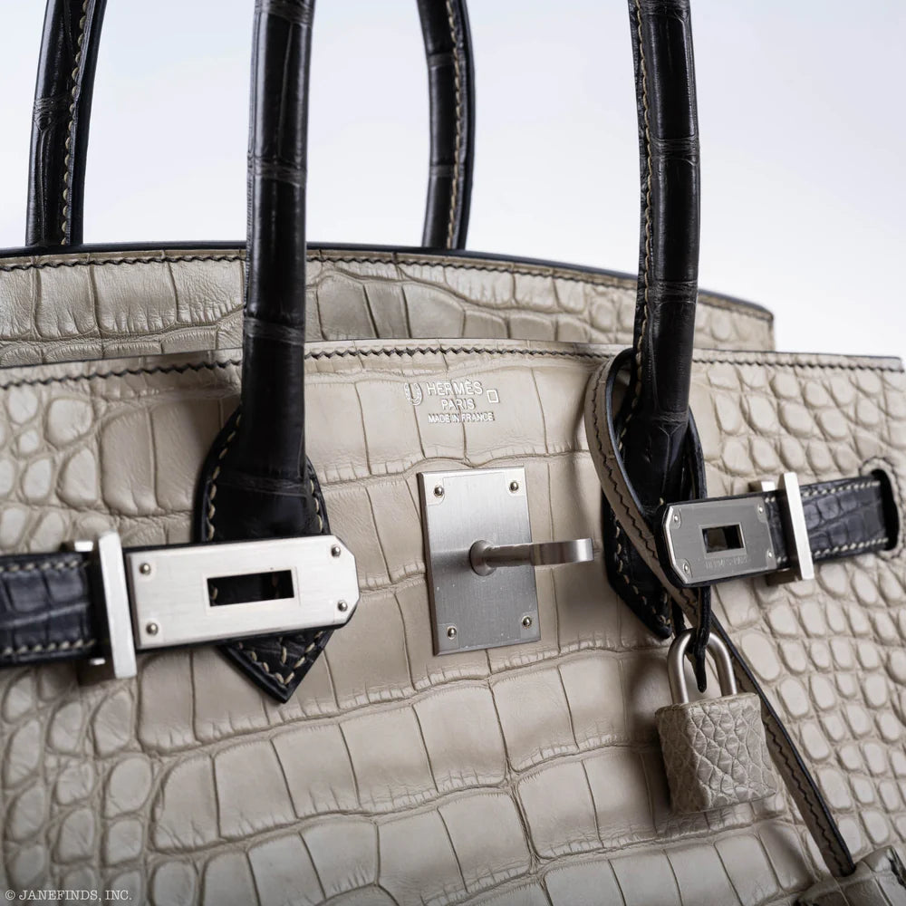 BIRKIN 30 HSS BETON & GRAPHITE MATTE ALLIGATOR BRUSHED PALLADIUM HARDWARE