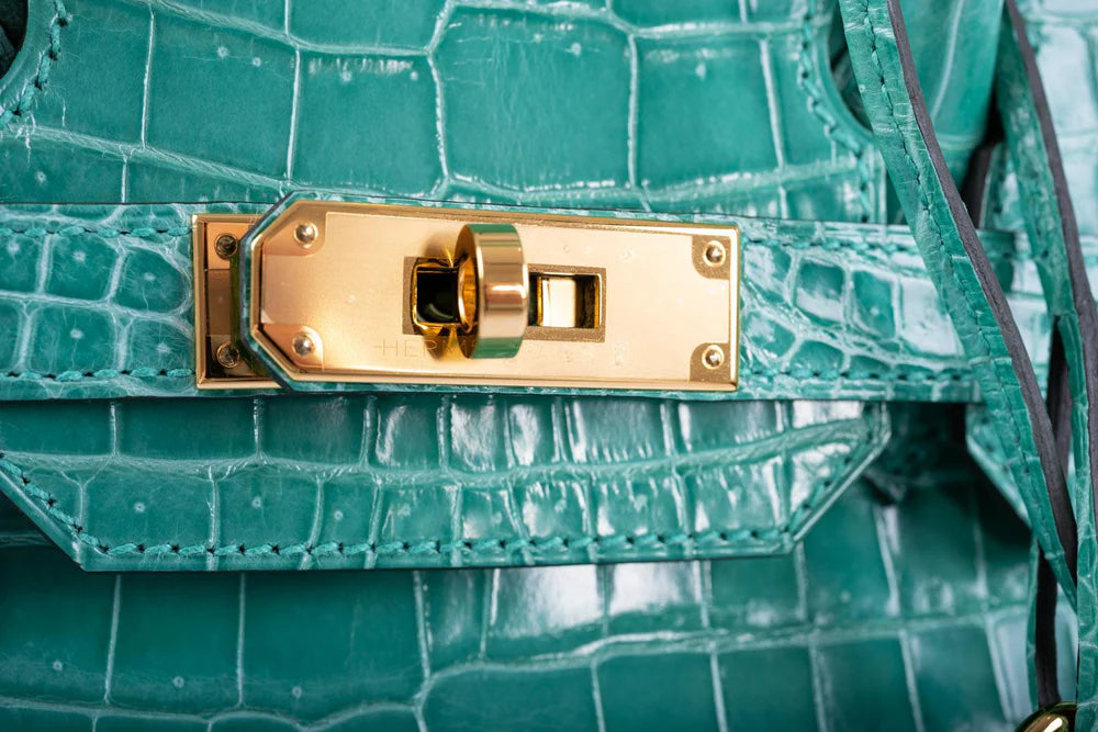 BIRKIN 30 VERT JADE SHINY POROSUS CROCODILE GOLD HARDWARE