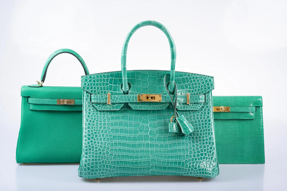 BIRKIN 30 VERT JADE SHINY POROSUS CROCODILE GOLD HARDWARE