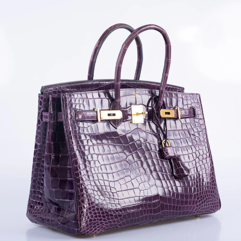 BIRKIN 25 GRIS CAILLOU & ETOUPE GRIZZLY AND SWIFT PALLADIUM HARDWARE (CopHERMÈS BIRKIN 35 AMETHYST POROSUS CROCODILE WITH GOLD HARDWAREy)