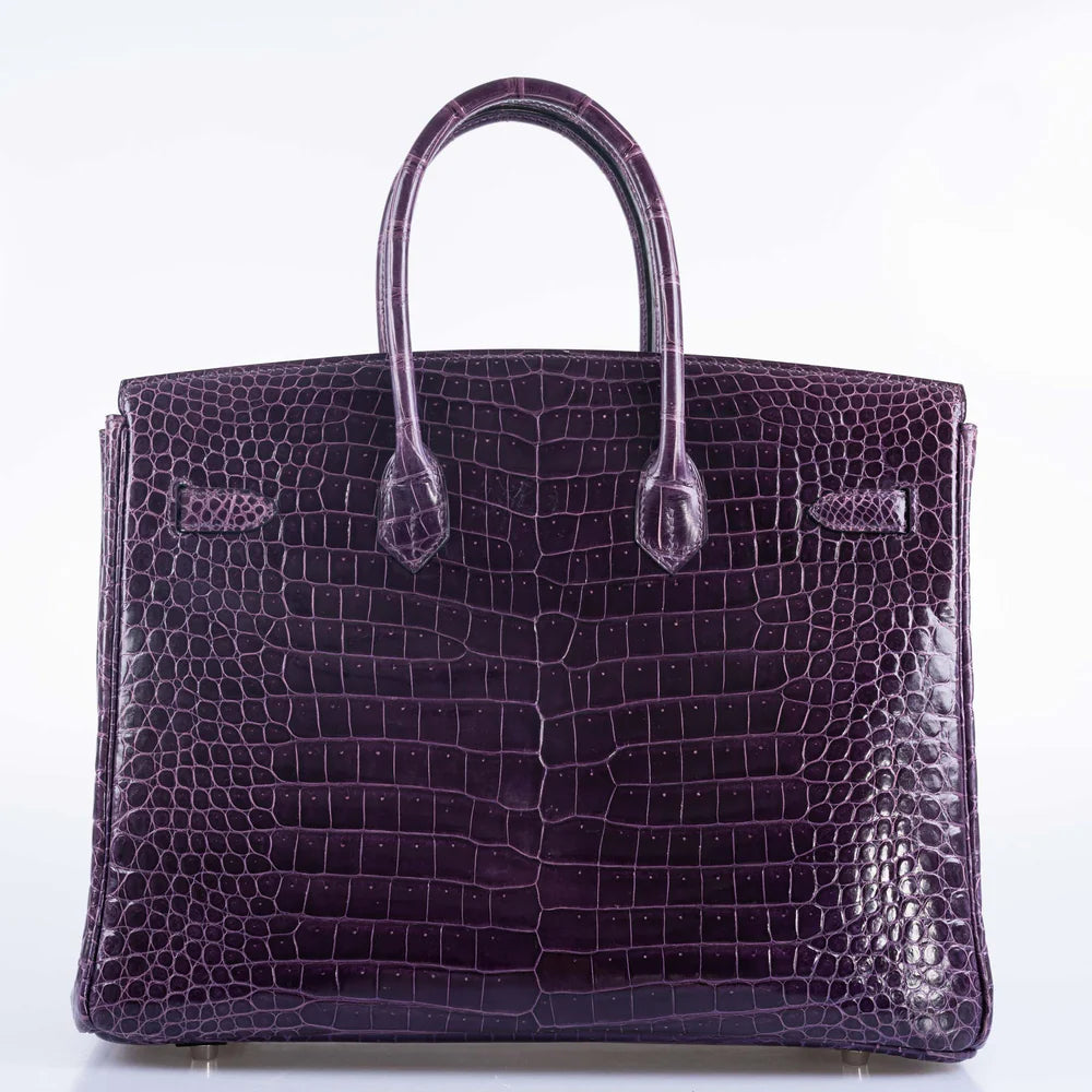 BIRKIN 35 AMETHYST POROSUS CROCODILE WITH PALLADIUM HARDWARE