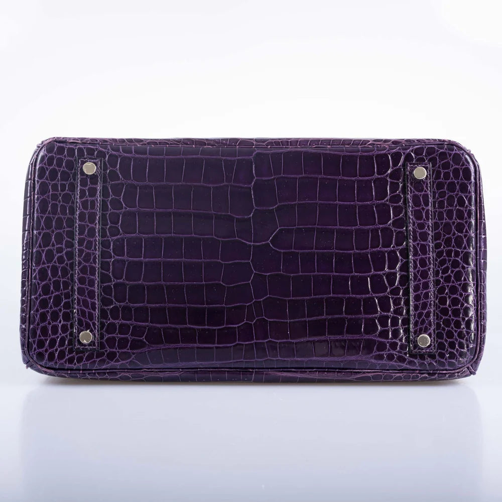 BIRKIN 35 AMETHYST POROSUS CROCODILE WITH PALLADIUM HARDWARE