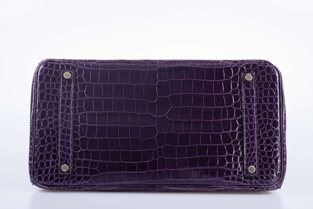 BIRKIN 35 AMETHYST POROSUS CROCODILE WITH PALLADIUM HARDWARE