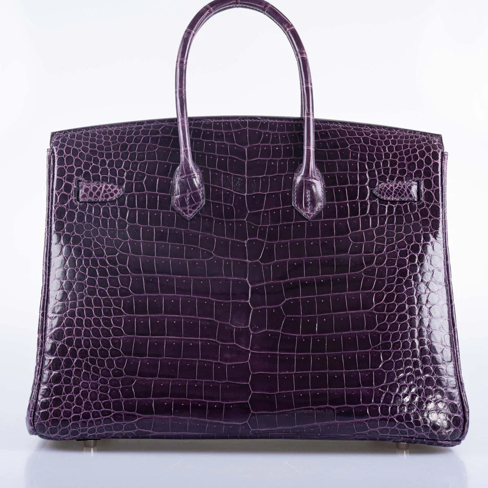 BIRKIN 35 AMETHYST POROSUS CROCODILE WITH PALLADIUM HARDWARE