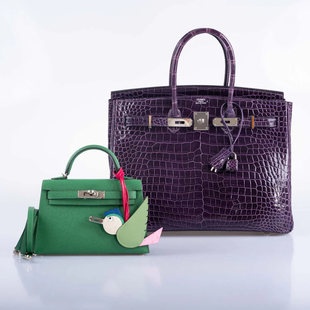 BIRKIN 35 AMETHYST POROSUS CROCODILE WITH PALLADIUM HARDWARE