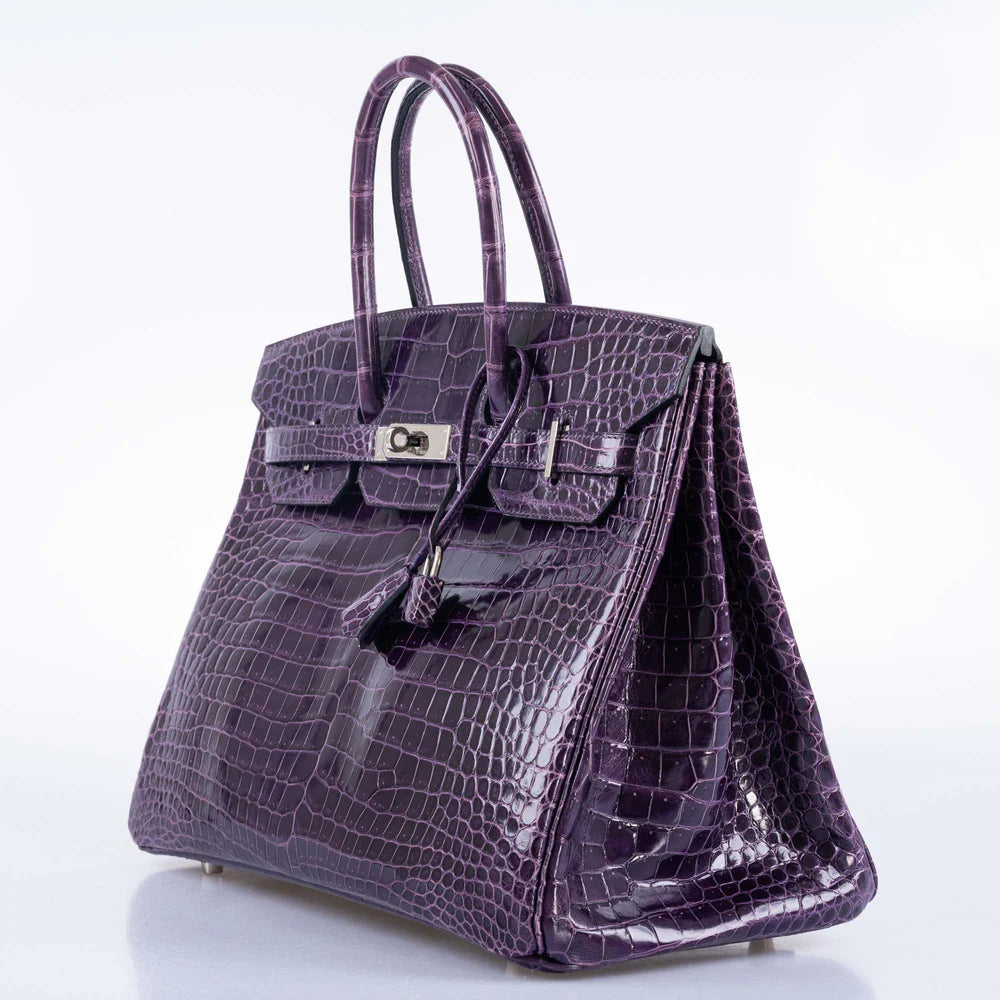 BIRKIN 35 AMETHYST POROSUS CROCODILE WITH PALLADIUM HARDWARE