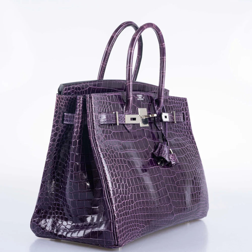 BIRKIN 35 AMETHYST POROSUS CROCODILE WITH PALLADIUM HARDWARE