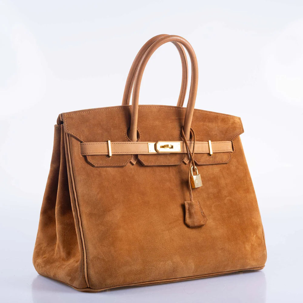 BIRKIN 35 FAUVE DOBLIS SUEDE & NUBUCK WITH GOLD HARDWARE