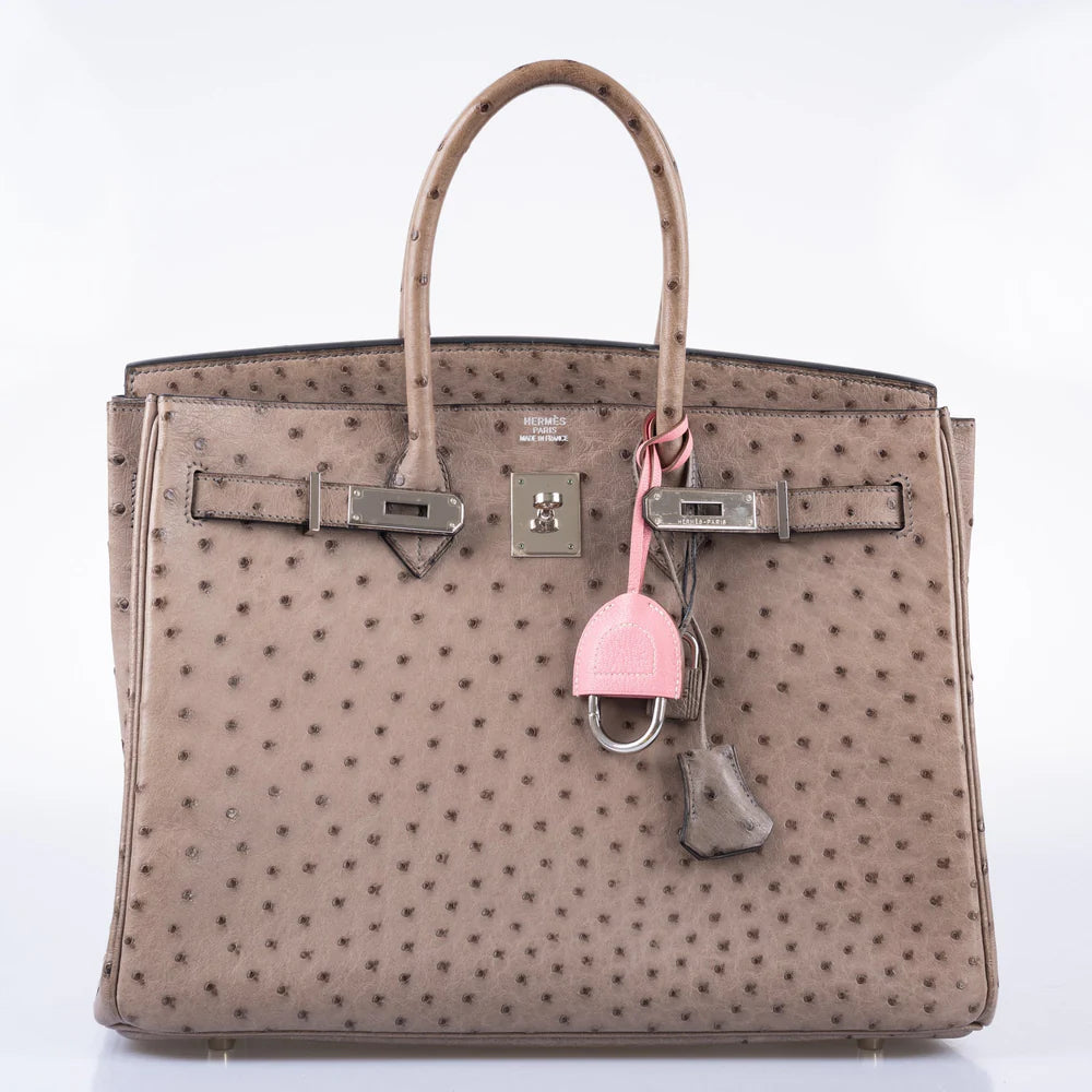 BIRKIN 35 GRIS TOURTERELLE OSTRICH PALLADIUM HARDWARE