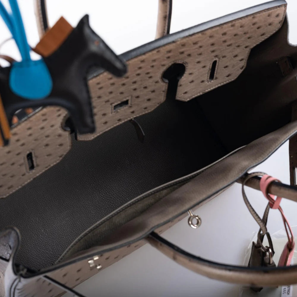 BIRKIN 35 GRIS TOURTERELLE OSTRICH PALLADIUM HARDWARE