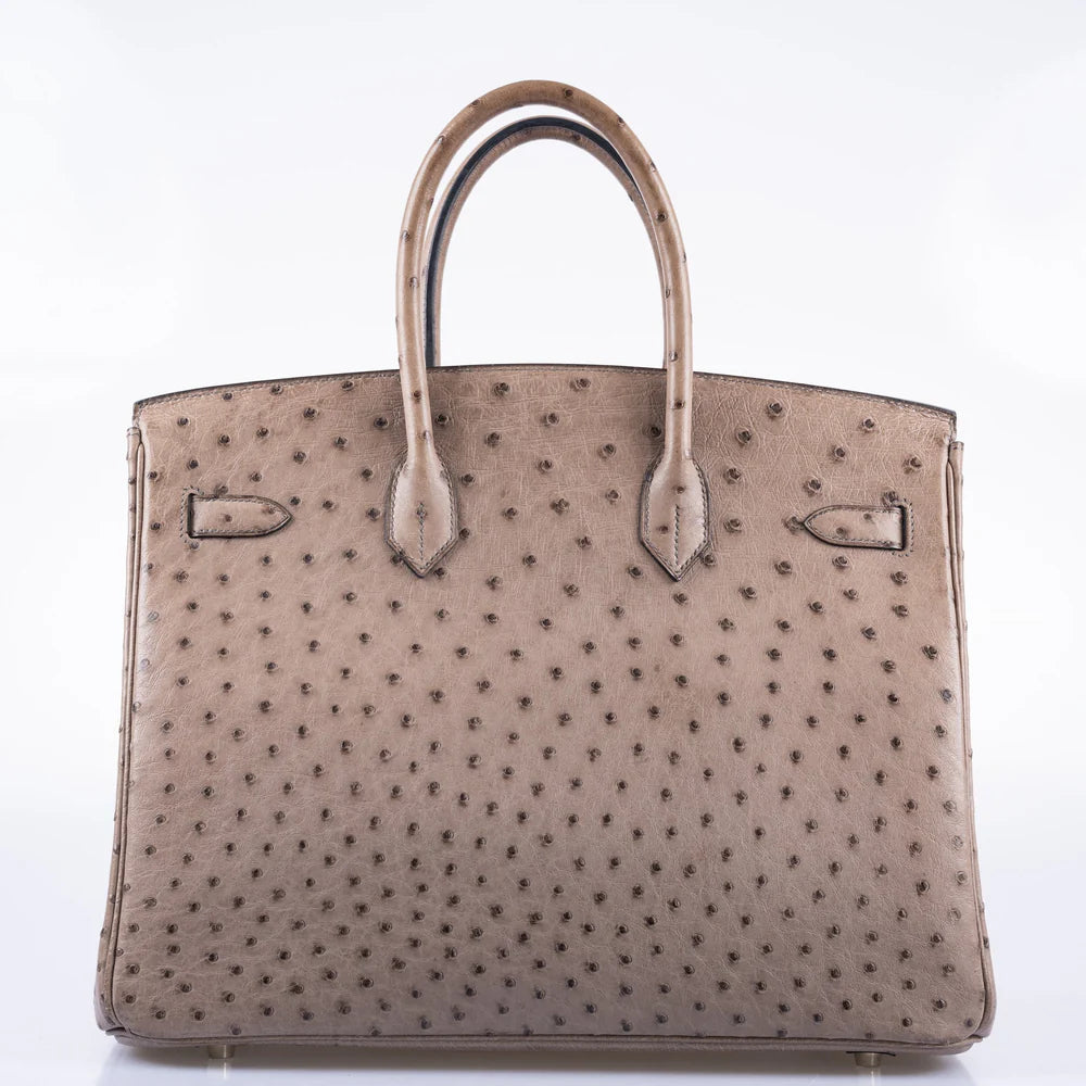 BIRKIN 35 GRIS TOURTERELLE OSTRICH PALLADIUM HARDWARE