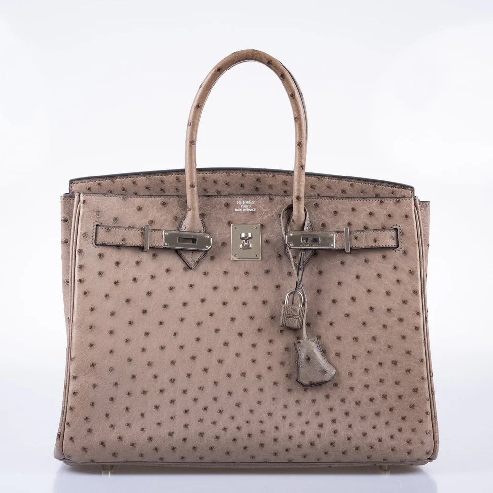 BIRKIN 35 GRIS TOURTERELLE OSTRICH PALLADIUM HARDWARE