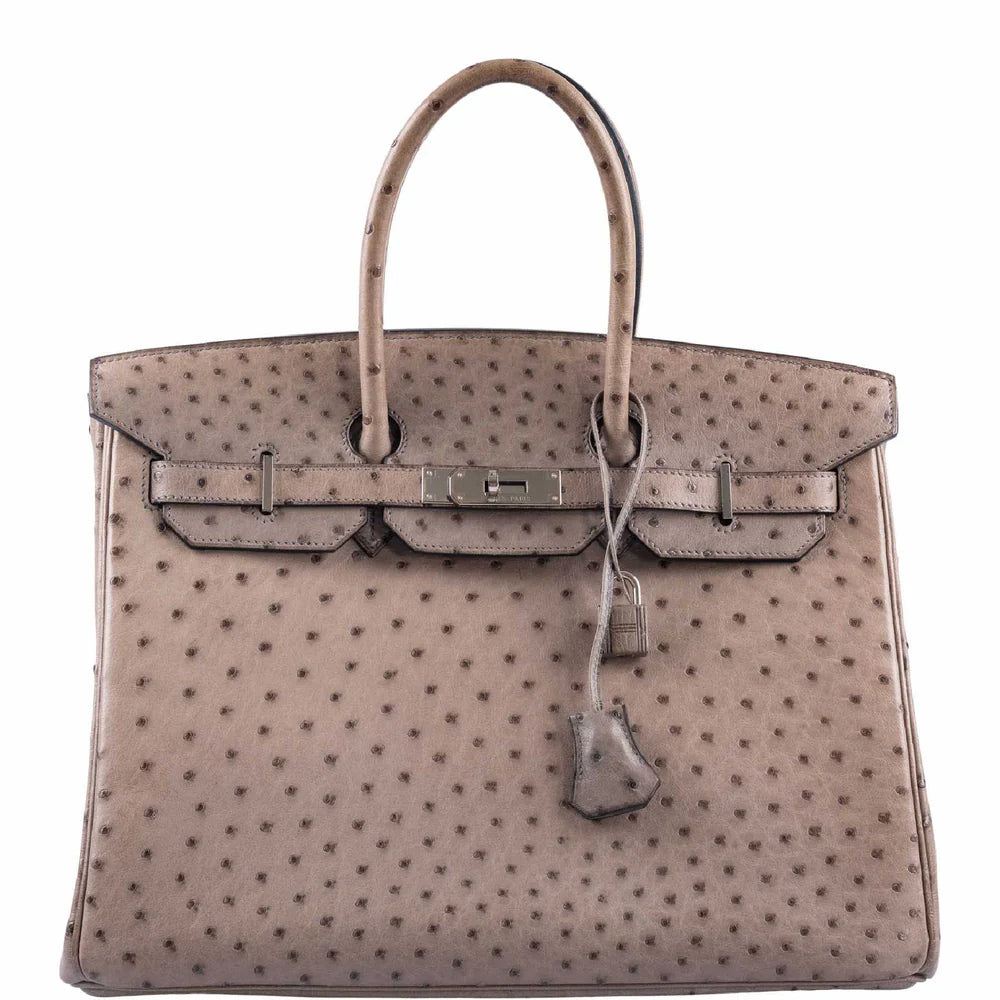 BIRKIN 35 GRIS TOURTERELLE OSTRICH PALLADIUM HARDWARE