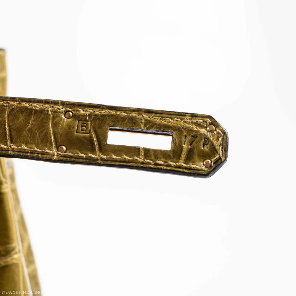 BIRKIN 35 MATTE VERT VERONESE POROSUS CROCODILE GOLD HARDWARE