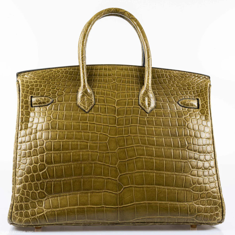 BIRKIN 35 MATTE VERT VERONESE POROSUS CROCODILE GOLD HARDWARE