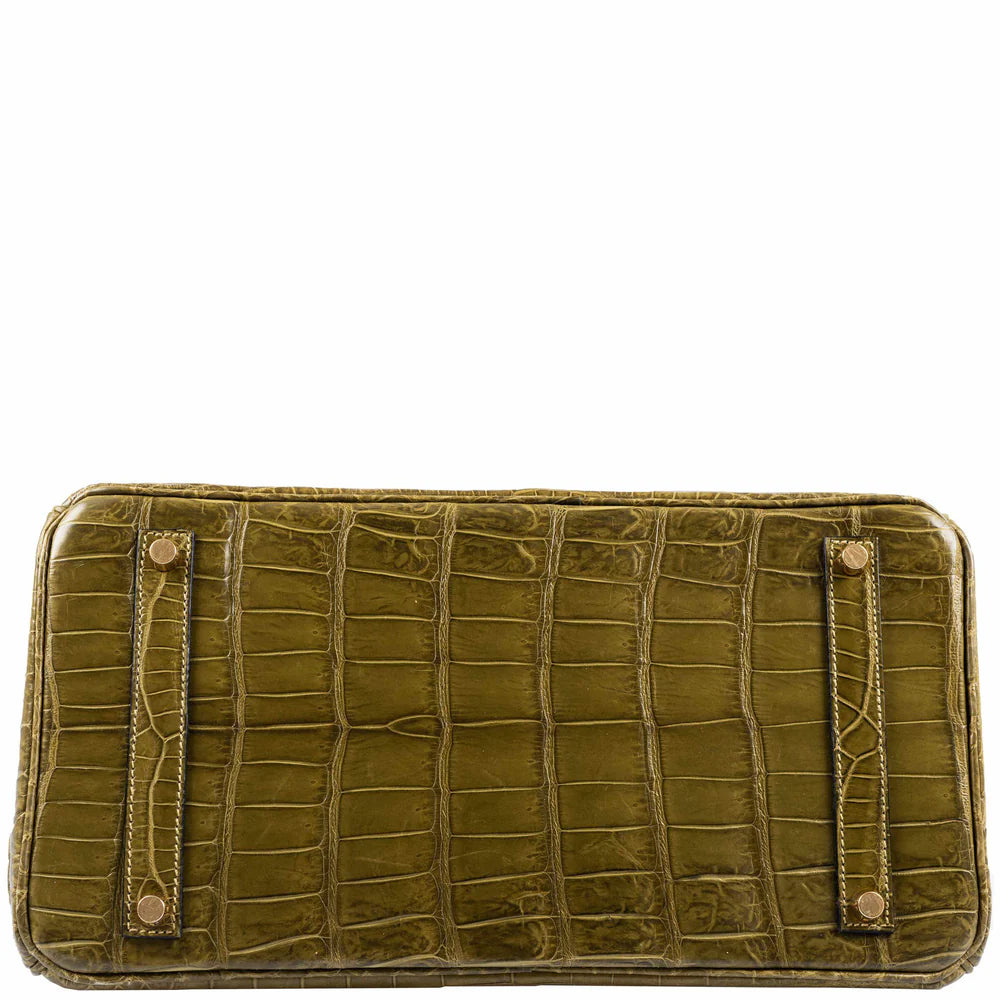 BIRKIN 35 MATTE VERT VERONESE POROSUS CROCODILE GOLD HARDWARE